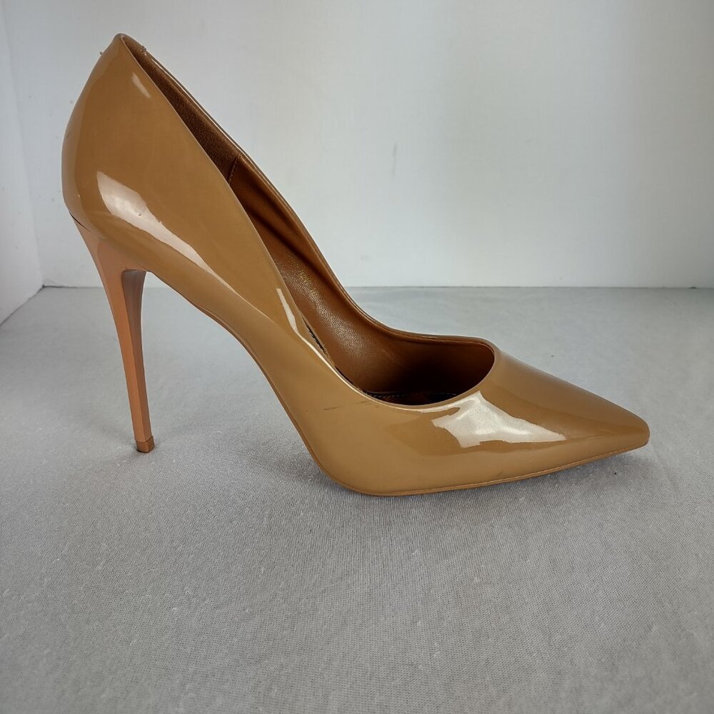 Azalea Wang Dark Nude Patent Leather Pointed Toe Stiletto Heels Size 10 4.75” - Picture 5 of 10